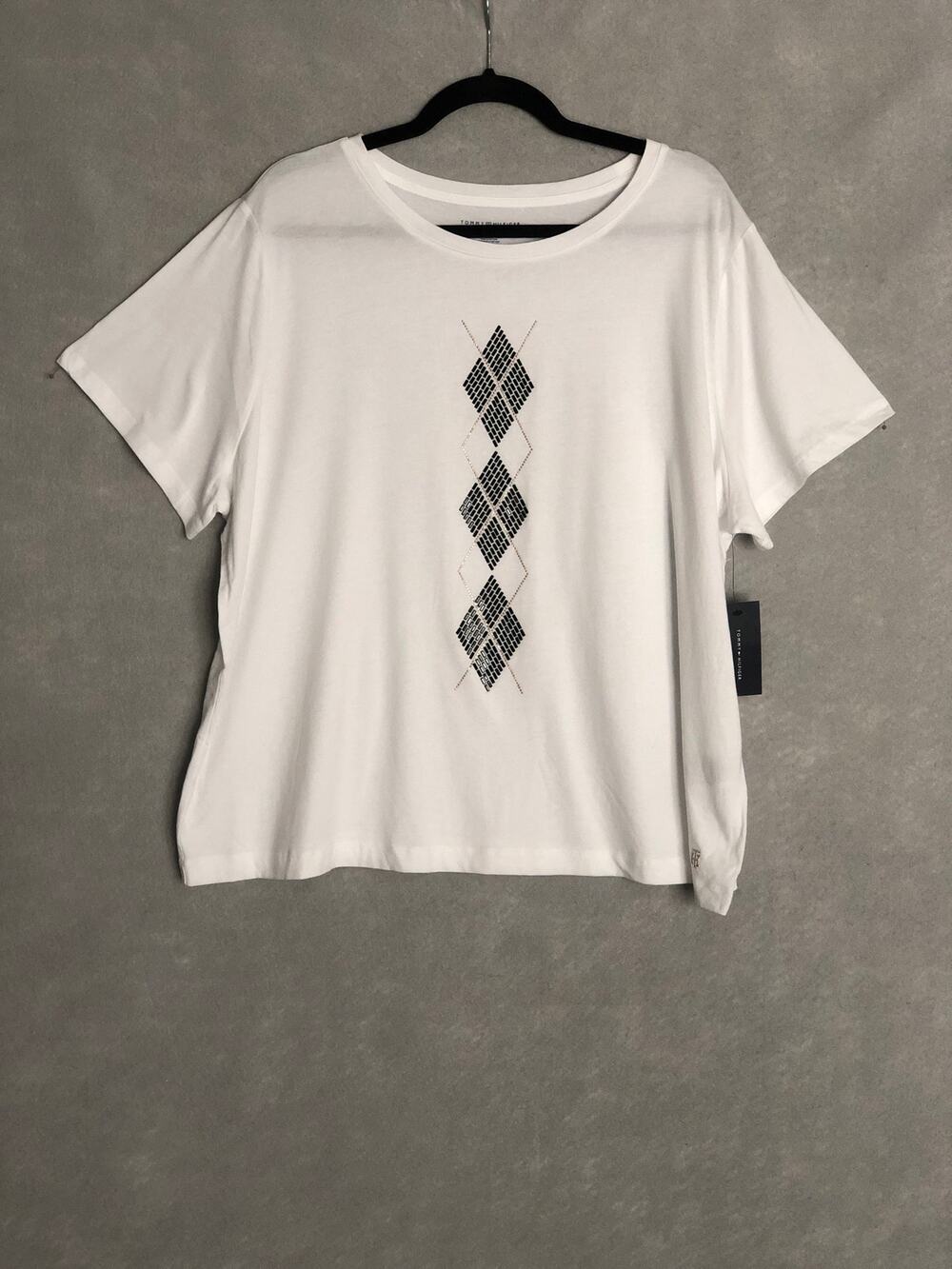 Tommy Hilfiger Crew Neck T-Shirt Short Sleeve White Women's 1X NEW